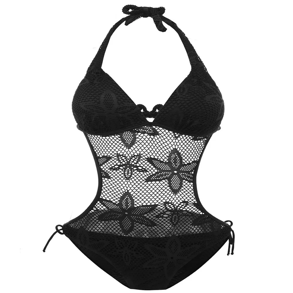 

HMCN Женская мода вязаные кружева Холтер Купальник Цельный купальник