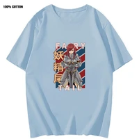 erza scarlet shirt anime fairy tail tshirt 100cotton oversized y2k clothes cartoon men clothing tee womens short sleeve tops