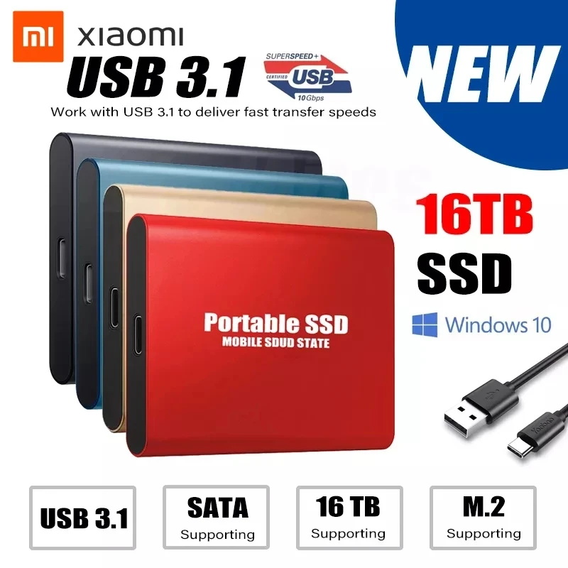 Xiaomi Flash Memory USB 3.1 SSD 16TB SSD Type-C Hard Drive 500GB 8TB Portable HDD 1TB External SSD Hard Drive for Laptop Desktop