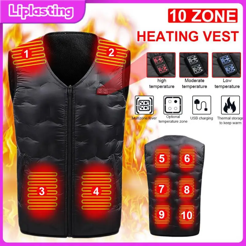 

Winter V-neck Sleeveless Black Electric Thermal Fast Heated Vest Dual Control Heating Vest Camping Supplies Ultralight Duck Vest