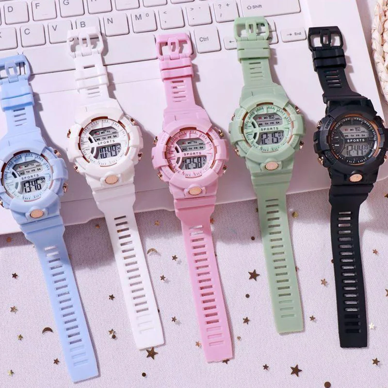 

Simple Color Men's Watch Round Fashion New Multifunctional Waterproof Luminous Electronic Watch Women's Clock Relogio Masculino