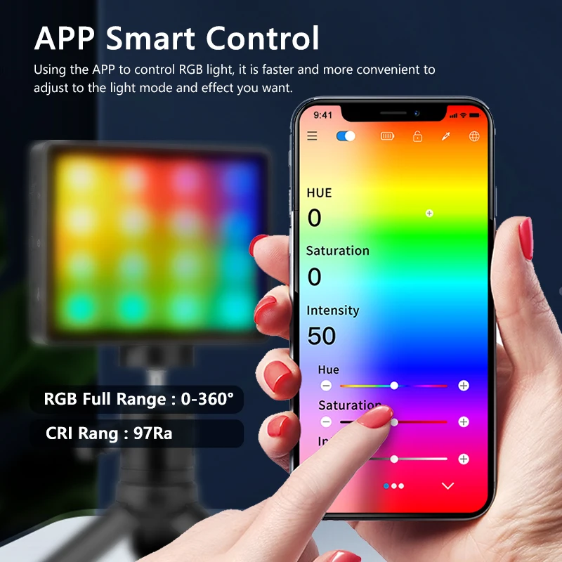 LAVOKOL 6W RGB Compact Video Light Panels APP Control Mini LED Camera Lamp Smartphone Selfie Lighting Kit For Youtube TikTok |