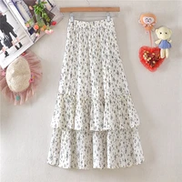 summer midi skirt fashion floral print woman elegant skirts high waist a line casual kawaii skirt for girls bohemian clothes