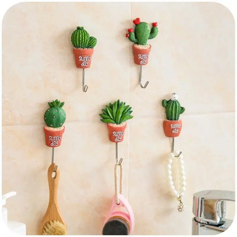 

New Cactus, Stainless Steel Hook Strong Non -Stick Hook Kitchen Free Nail -Free Door, No Trace Door Back Wall Small Sticky Hook