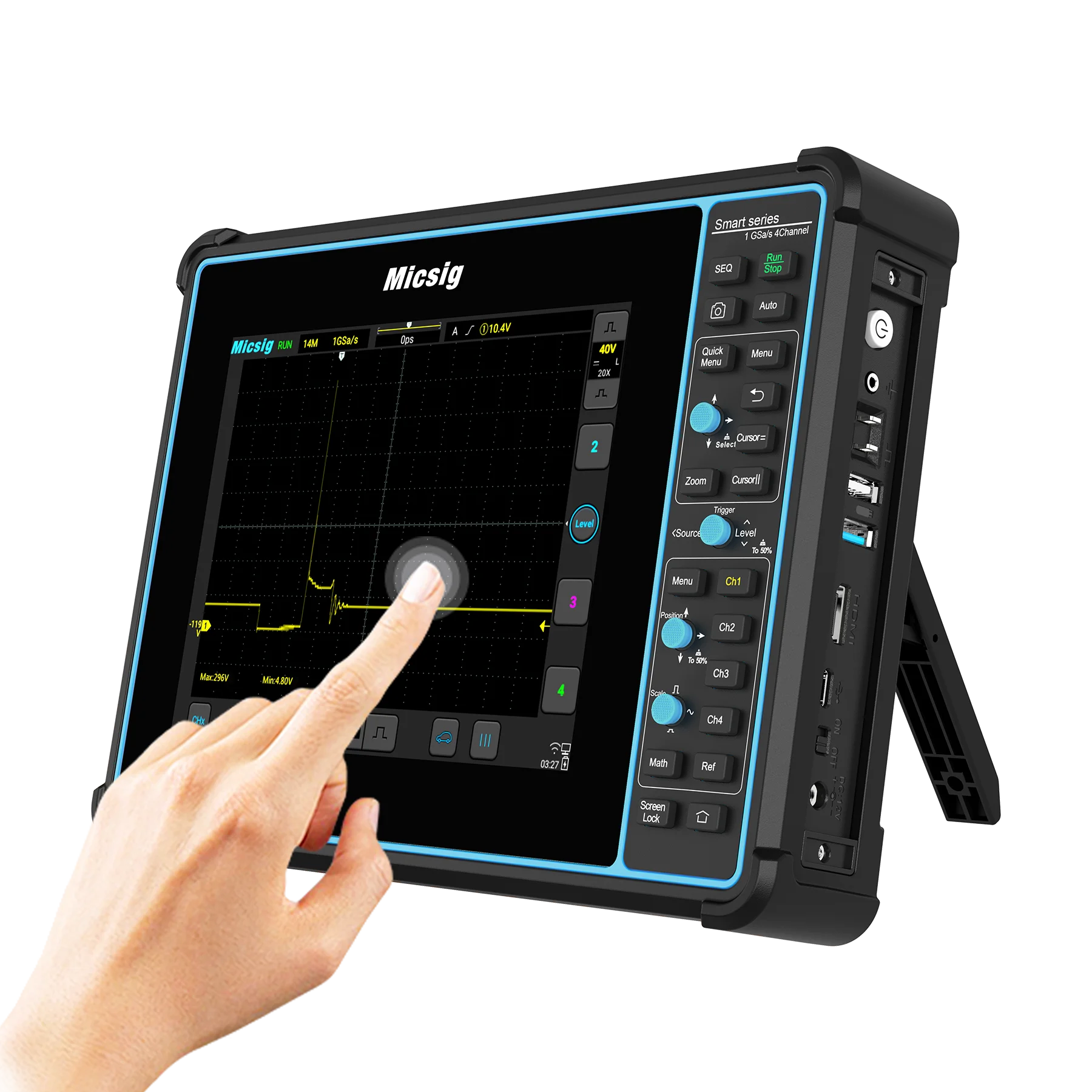 

Micsig Automotive Tablet Oscilloscope for the Lab or in the Field Handheld Portable Digital Oscilloscope 100Mhz 4CH STO1004