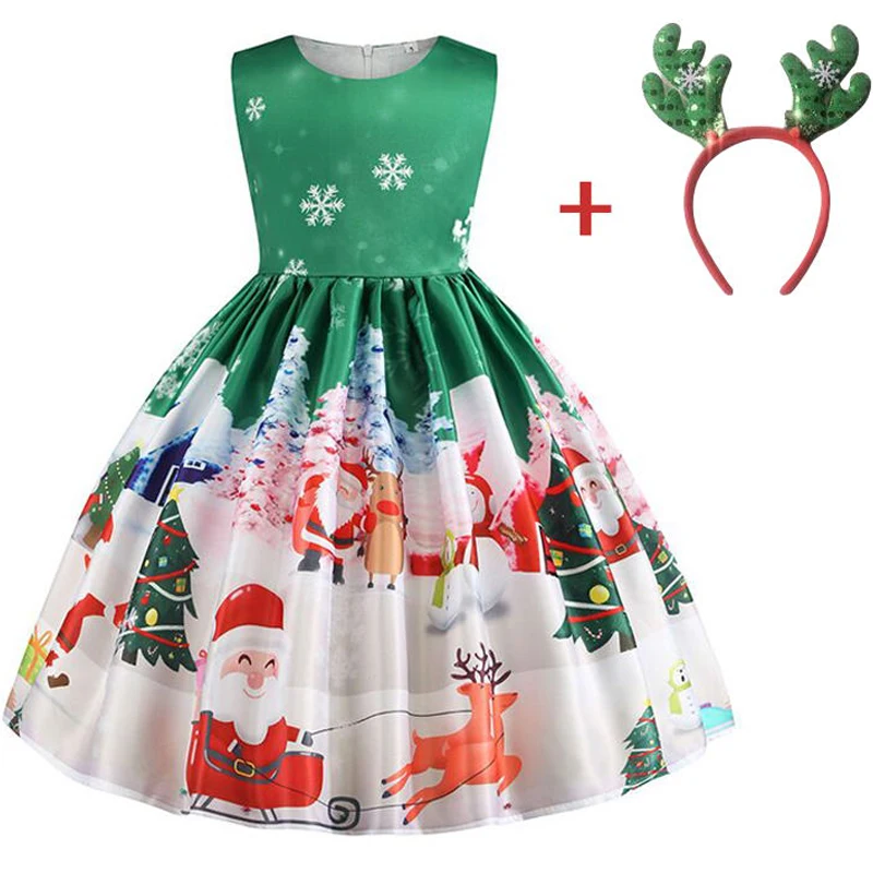 

Christmas Costume New Fashion Mesh Little Girl Puffy Princess Dress For Girls Sequined Evening Dresses Send Hair Accessories Set