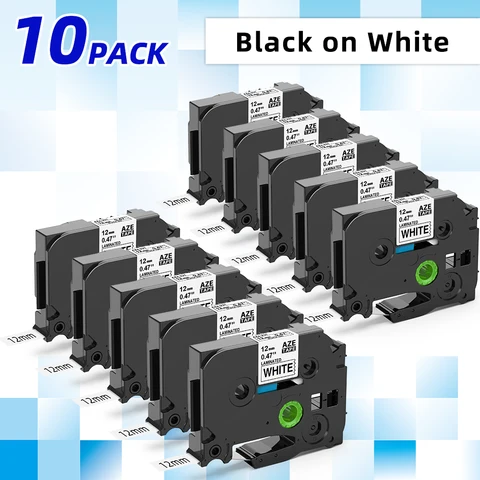 10 шт., лента для этикеток, 12 мм, 231 дюйма, совместима с родственными искусственными деталями, ламинированная самоклеящаяся лента для P Touch H110 D210