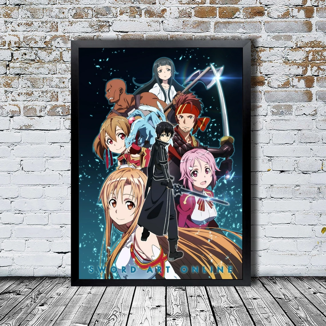 Меч искусство онлайн плакат японское аниме ТВ сериал холст печать настенная