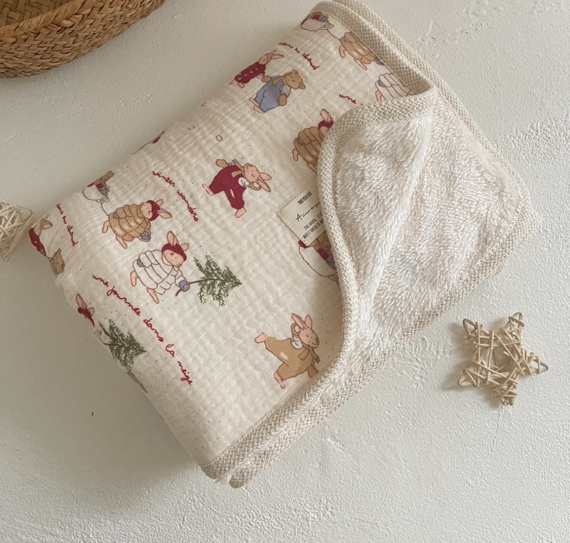 Одеяло детское из муслина зимнее флисовое теплое покрывало для новорожденных