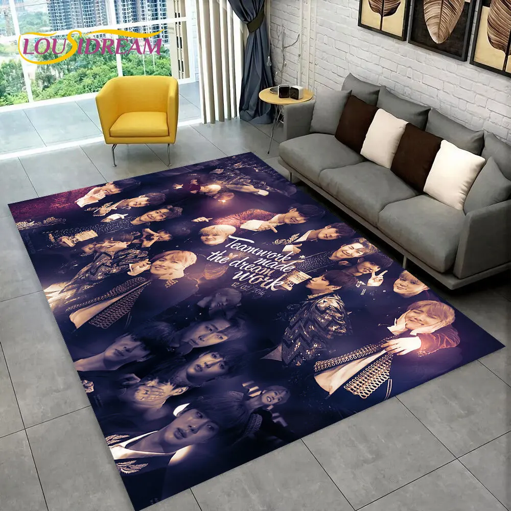 

Kpop B-Bts Bangtan Kim JIN SUGA V JIMIN Area Rug,Carpet Rug for Home Living Room Bedroom Sofa Doormat Decor,Non-slip Floor Mat