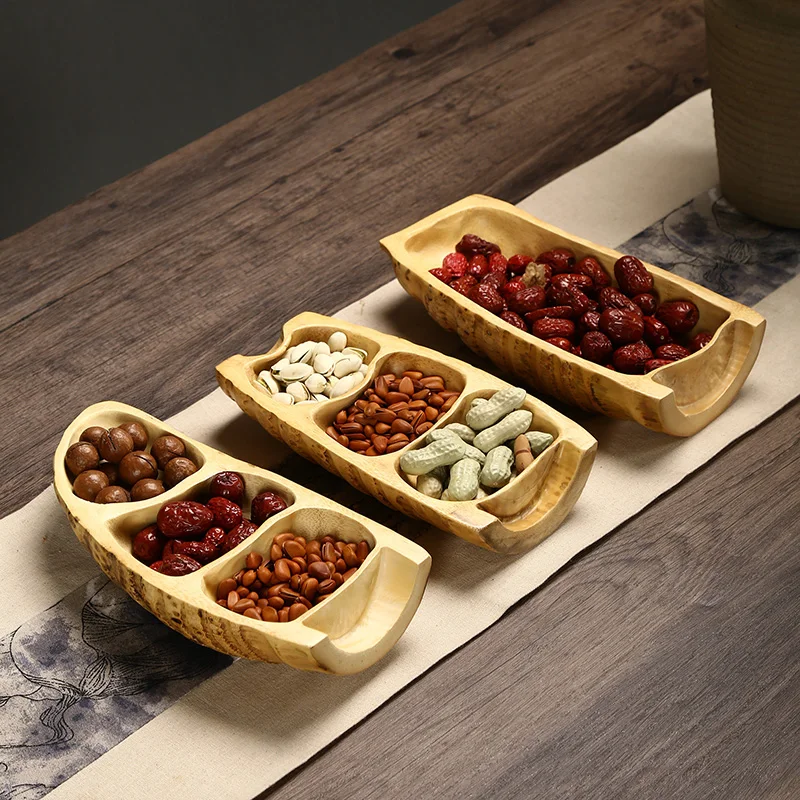 

Ретро бамбуковый корневой лоток для фруктов, коробка для конфет простота Бытовая креативная настольная инструменты для хранения закусок разделенный чайный поднос коробка для закусок