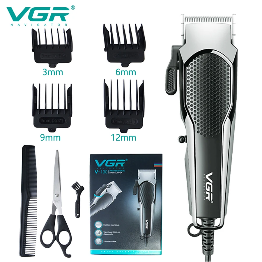 

V-130 Hair Clipper Retro Oil Head Scissors High-power Gradient Plug-in Corded Hair Clipper Set Beard Trimmer Grooming Kit VGR