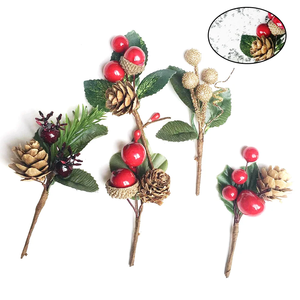 

Berry Christmas Pick Greenery Berries Cones Floral Pine Holly Branch Stem Tree Twig Diy Picks Spray Faux Branches Wreathcrafts