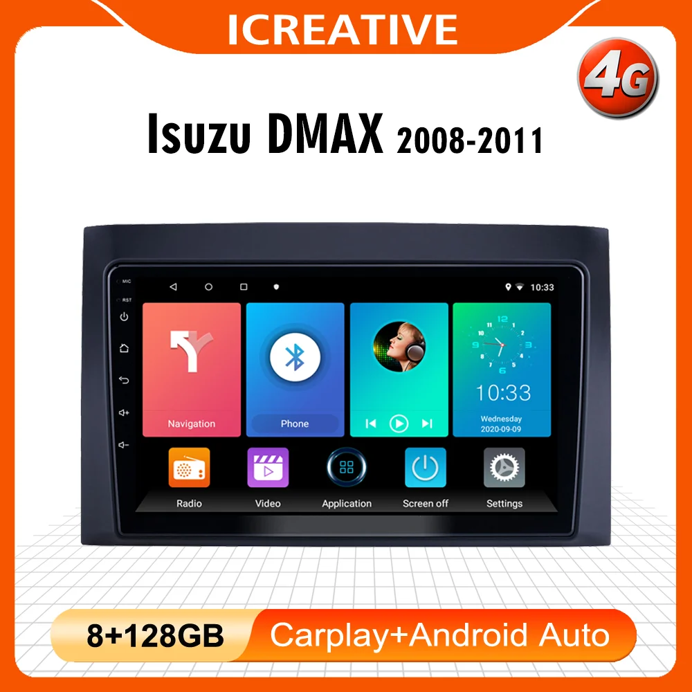 

For Isuzu DMAX 2008-2011 4G CARPLAY Android 2Din 9INCH Car Radio GPS Navigation Multimedia Player Head Unit With Frame Head Unit