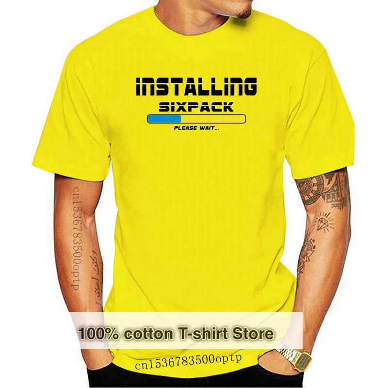 

Personalized Men T Shirt Basic Solid Installing Sixpack T-Shirt For Men Outfit Cotton Camisas Hombre Summer Style Top Quality