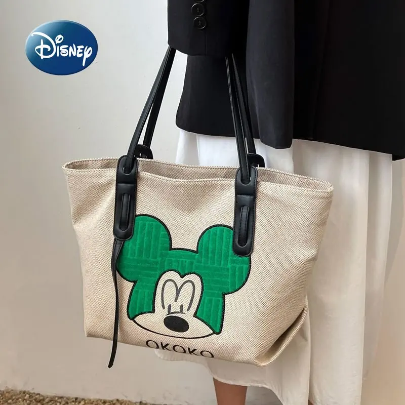 

Новая женская сумка Disney с Микки, модная сумка-тоут, роскошная брендовая мультяшная женская сумка, вместительная Холщовая Сумка высокого качества