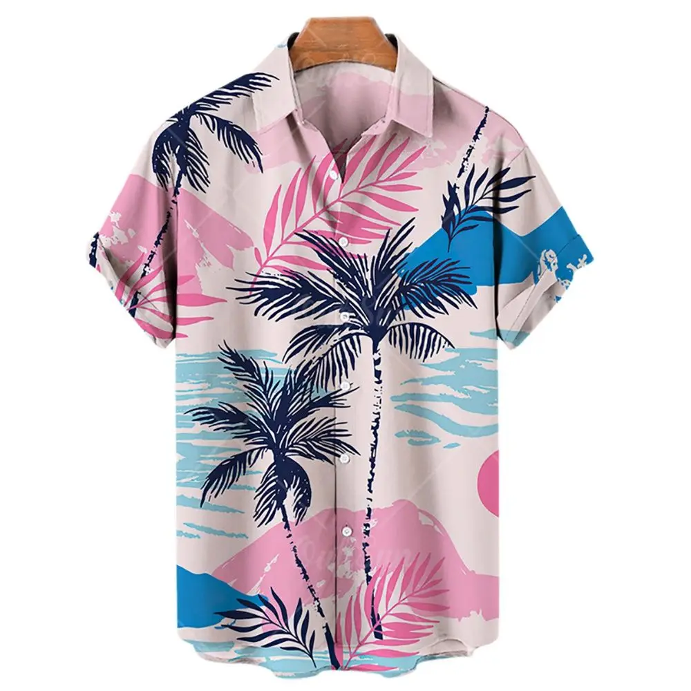 

Мужская Летняя гавайская рубашка-багги с коротким рукавом и 3D-принтом