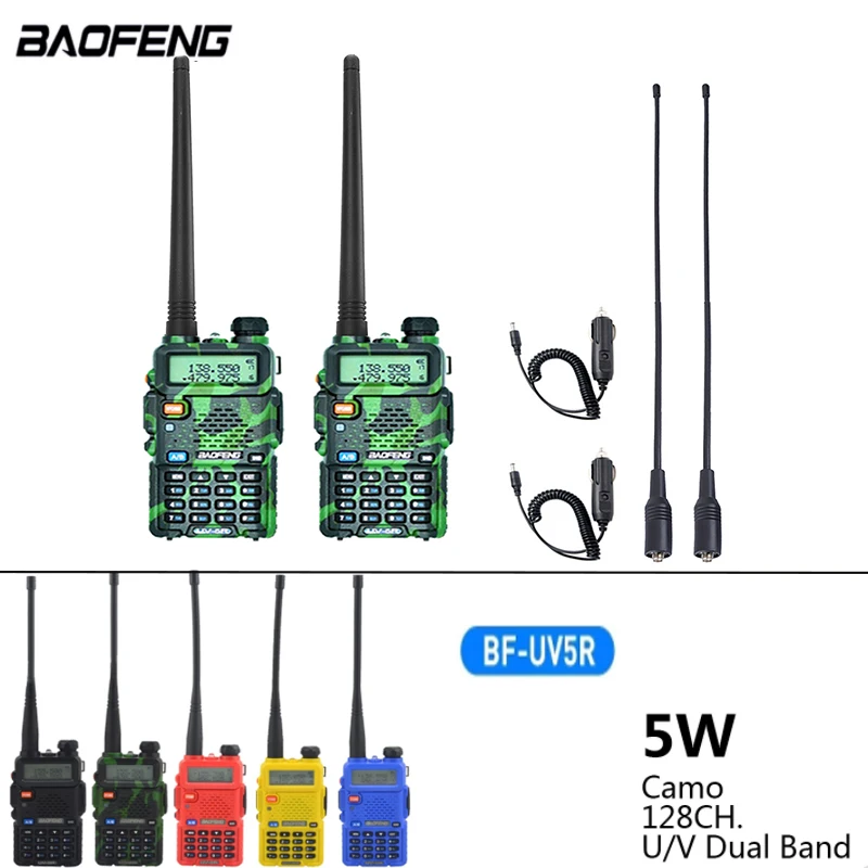 2pcs dual band two way radio baofeng uv 5r walkie talkie 5w 128ch uhfvhf 136 174mhz400 520mhz ham radios free global shipping
