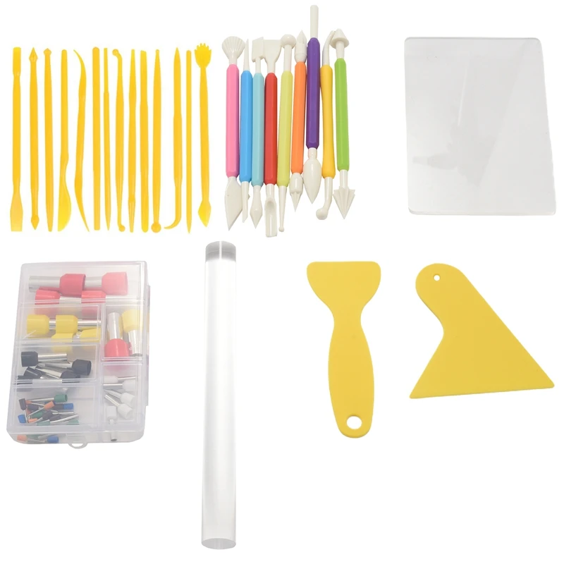 

HOT Clay Tools Kit,With Clay Cutters,Double Ended Clay Tools,Clay Scrapers,Acrylic Clay Roller Sheet,For Clay And Sculpture