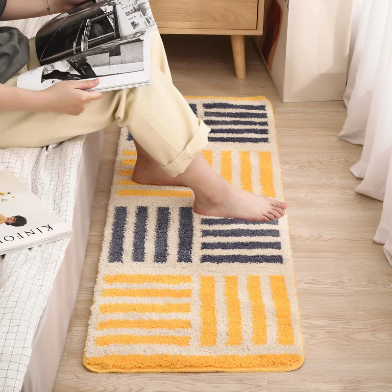 

Kitchen Doormats Japanese Style Polyester Carpet Absorb Water and Oil Non-slip Bathroom Rug Wear-resistant and Double-sided Mat