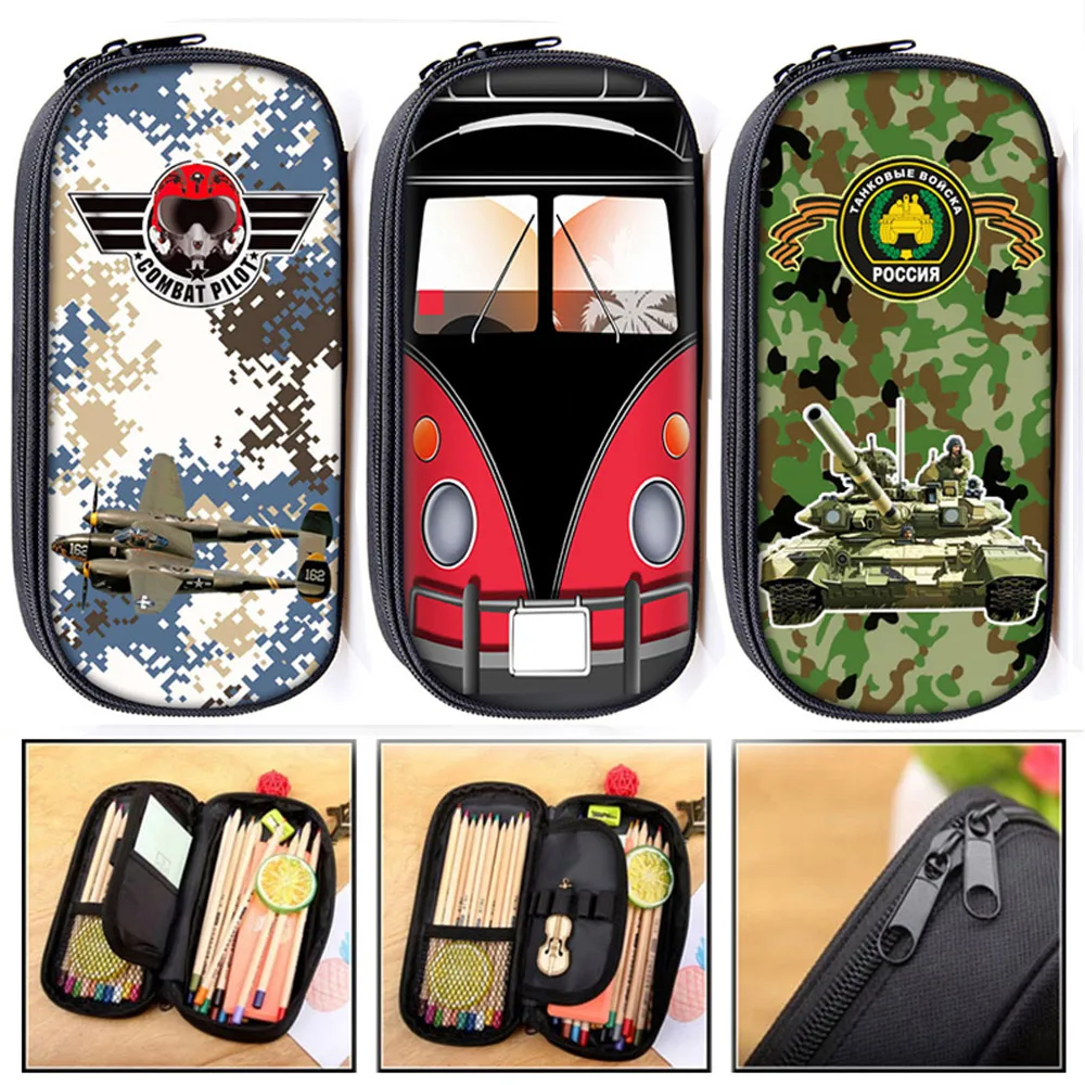 

Cartoon Car Tank plane Cosmetic Cases Pencil Bag Boys School Case Bags Children Stationary Bag Kids Pencil Box School Supplies