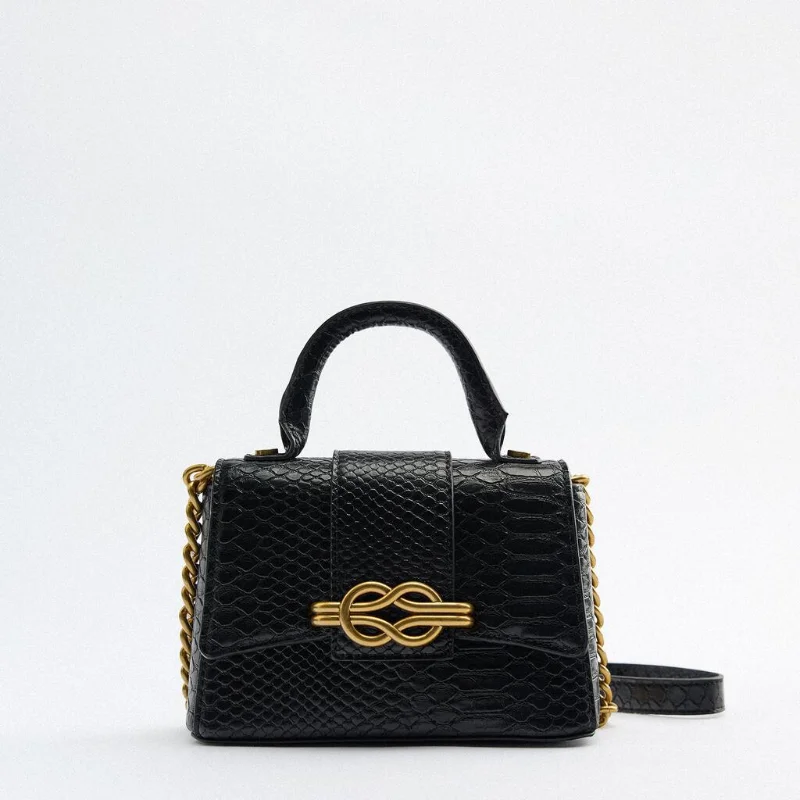 

Women's Bags 2023 Trend Spring New Black Chain OL Style Portable Shoulder Messenger Fashion Small Square Bag Vintage Elegant