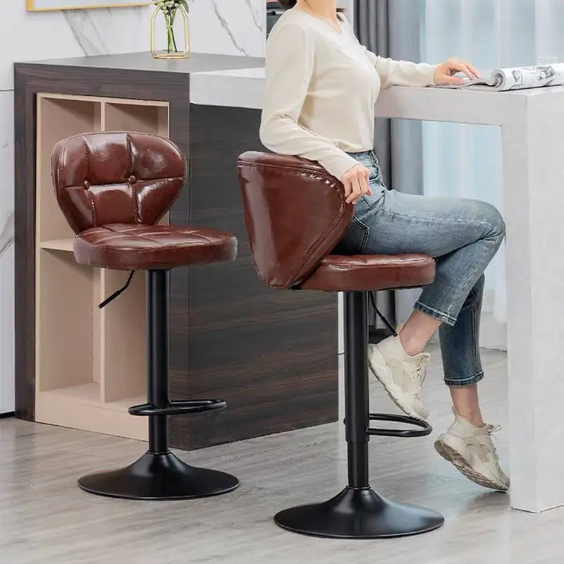 Барный стул вращающийся современный минималистичный барный со спинкой домашний