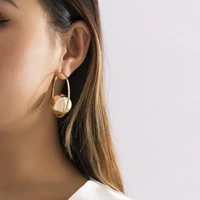 new gold punk jewelry smooth ball shape drop dangle earring for women creative golden pendant earring charming female earrings