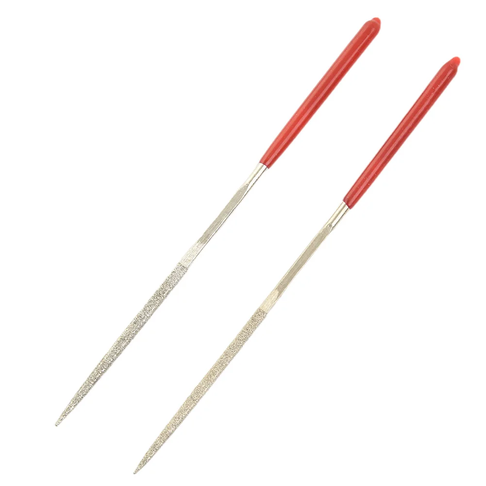 

2 Pcs Diamond Files Garden Tools Glass Electronics Repair Hand Tools Shape Steel Silver + Red Square Rectangle
