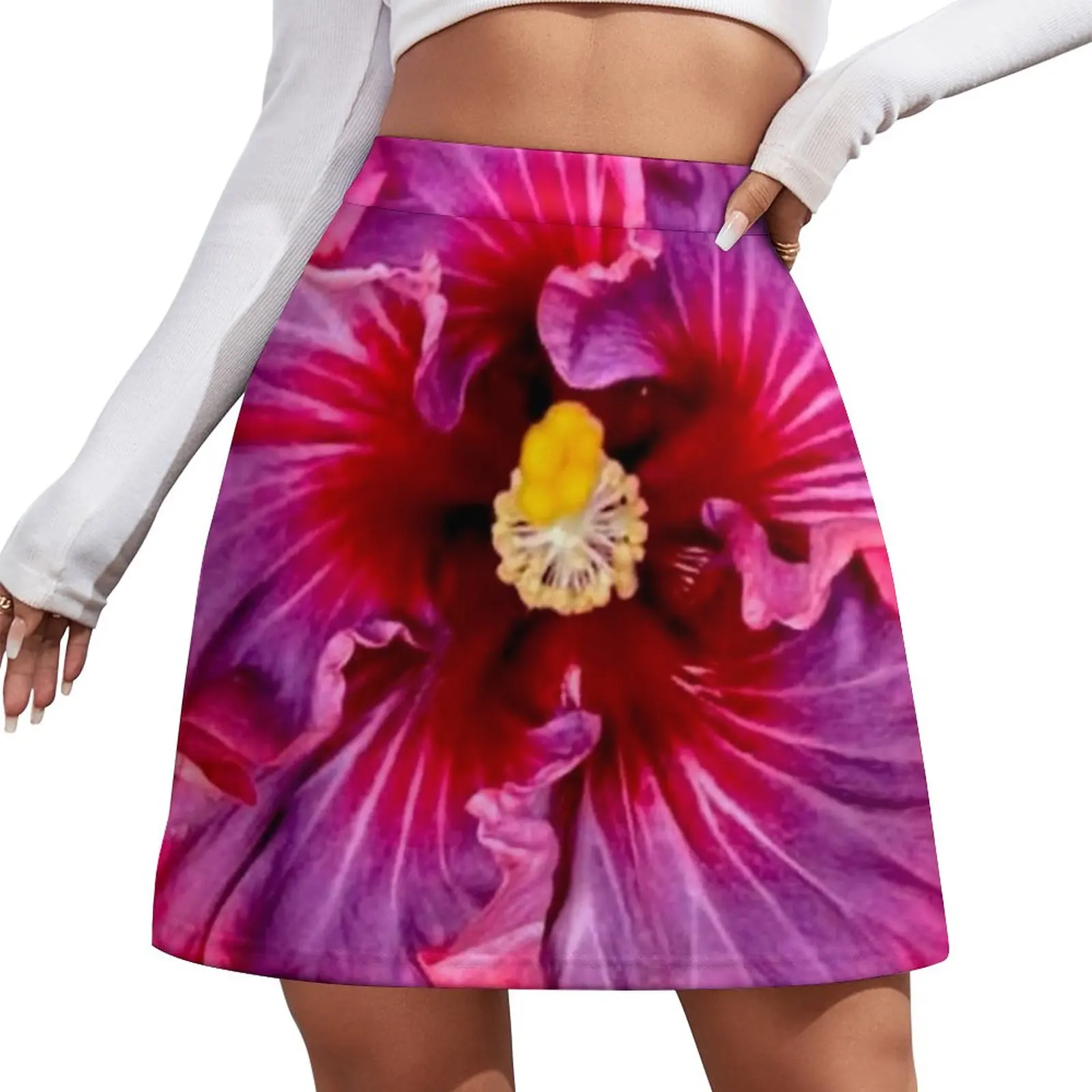 

Юбка-мини летняя с высокой талией, с цветочным принтом