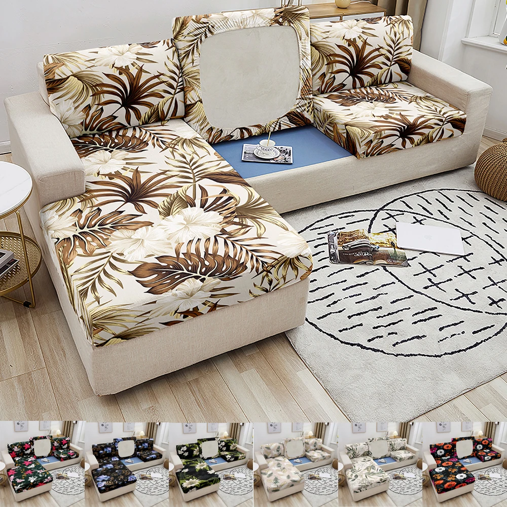 

Stretch Sofa Seat Cushion Covers Floral Leaves Couch Sofa Cover for Living Room Sectional Corner Sofa Cushion Cover Home Decor