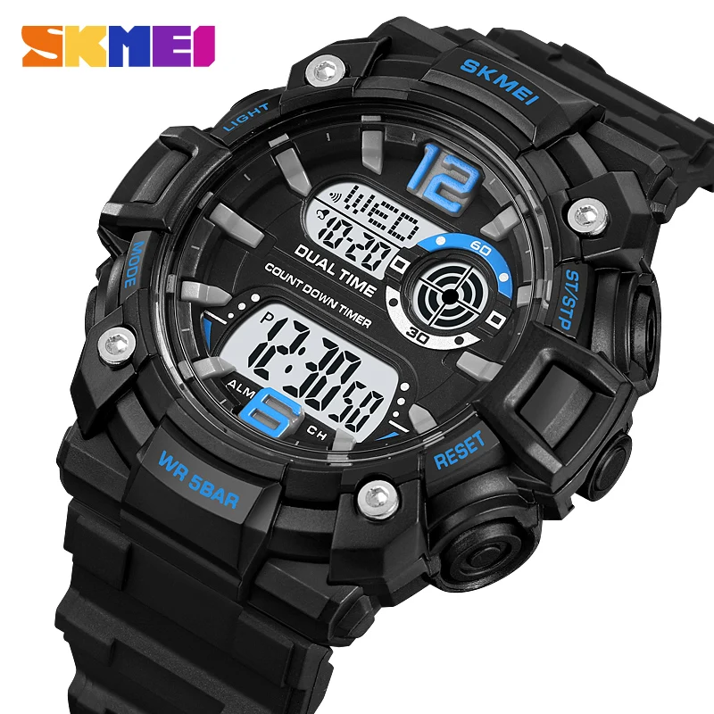 

SKMEI Fashion Digital Back Light Sport Watches Mens Military Countdown Timer Wristwatch 50M Waterproof Date Clock reloj hombre