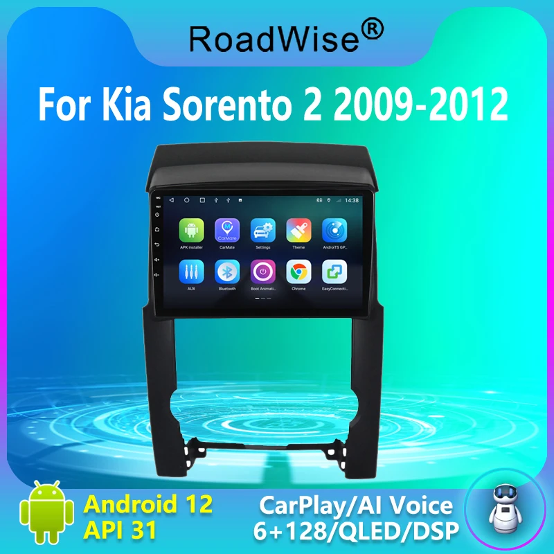 Roadwise 2 Din Multimedia Android Car Radio For KIA Sorento 2 XM 2009 2010 2011 2012 Carplay 4G Wifi DVD GPS autoradio Headunit