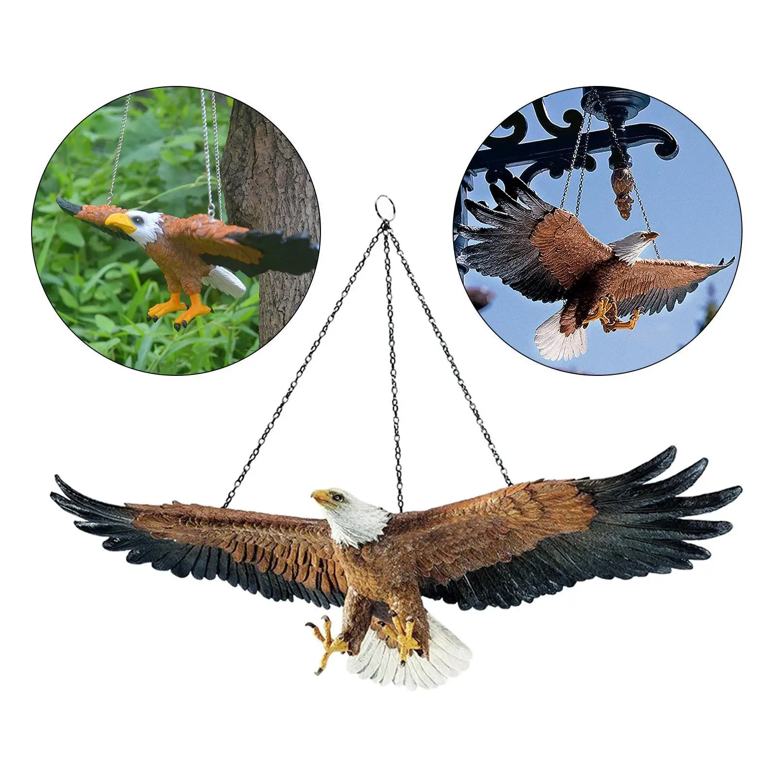 

Polyresin Eagle Flight of Freedom American Bald Eagle Hanging Bird Statue 27 5x10 5cm chain