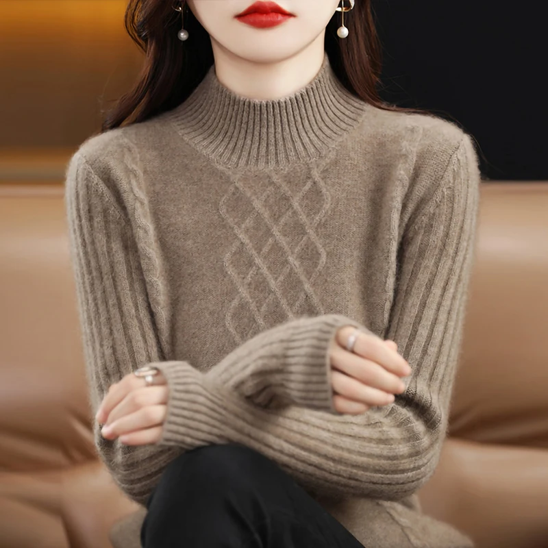 

LONGMING Pullovers Merino Wool Women Sweater Cashmere Knitwears Knit Tops Jumpers Winter Autumn 2023 Clothes Korean Fashion Traf