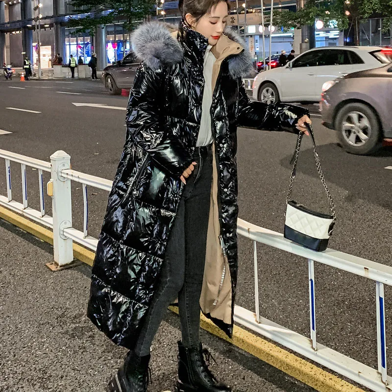 Women's Parker Down Jacket Women's Mid-Length 2023 New Winter Warm Hooded Fashion Shiny High Quality Women's Down Jacket NBH708