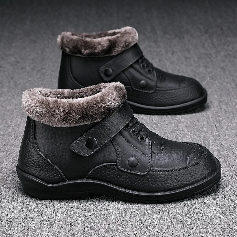 

Big Size 47 48 49 Men Winter Warm Boots Vamp Plush Lining Ankle Boots Snow Shoes Waterproof Imitation Leather Rain Shoes for Man