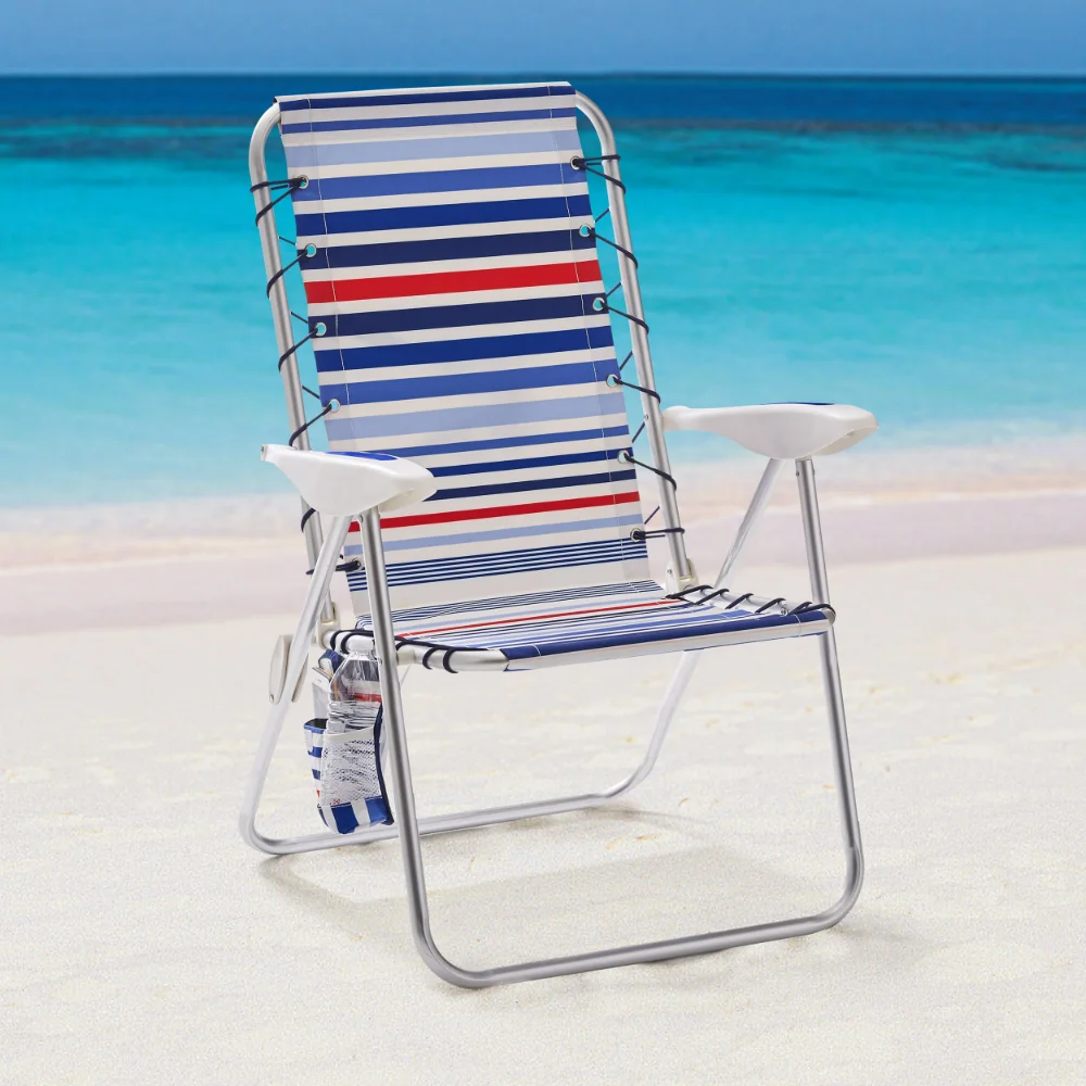 

Mainstays Aluminum Bungee Beach Chair, Red White & Blue Stripe Camping Chair Folding Chair Beach Chair Outdoor Furniture