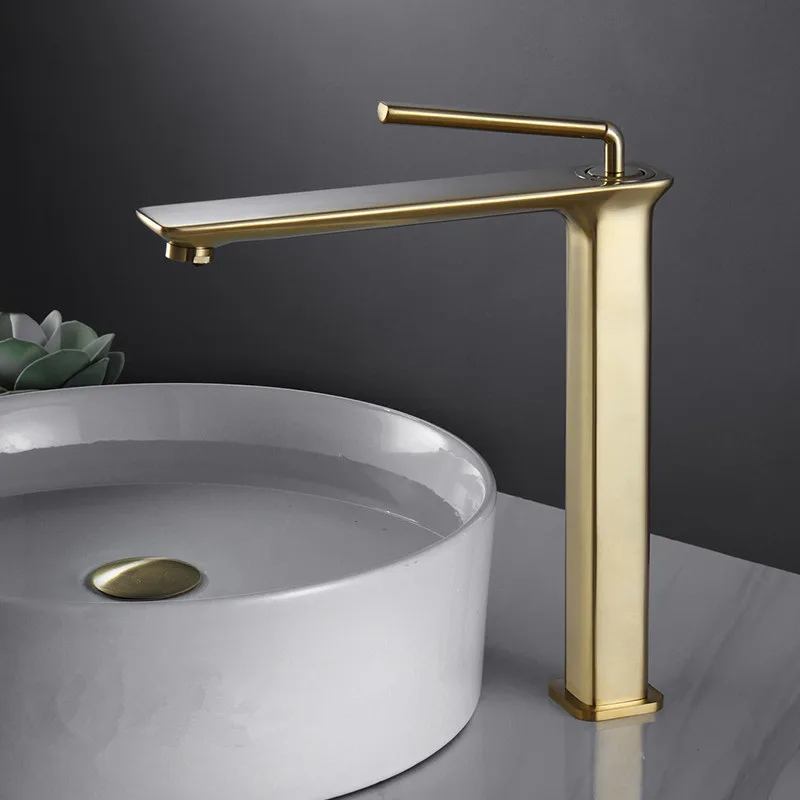 

Bathroom Faucet Brushed Gold Brass Bathroom Basin Faucet Cold And Hot Water Mixer Sink Tap Deck Mounted Black/ChromeTap