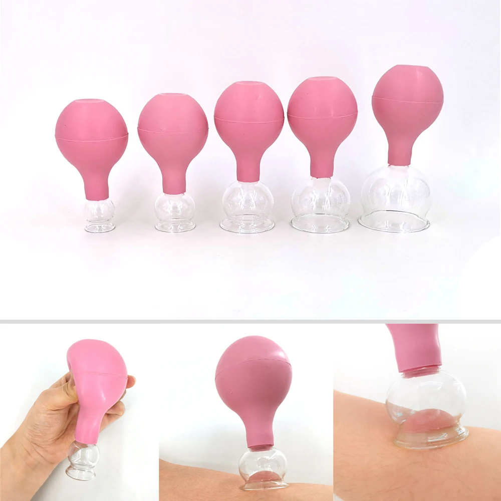 

Вакуумные банки 5 размеров, антицеллюлитный массажер, резиновая головка, стеклянные присоски для тела, семейное медицинское устройство