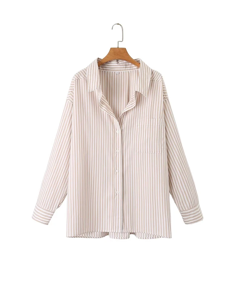 

Trendy Women's Turn-Down Collar Single-Breasted Long Sleeve Shirt Tops