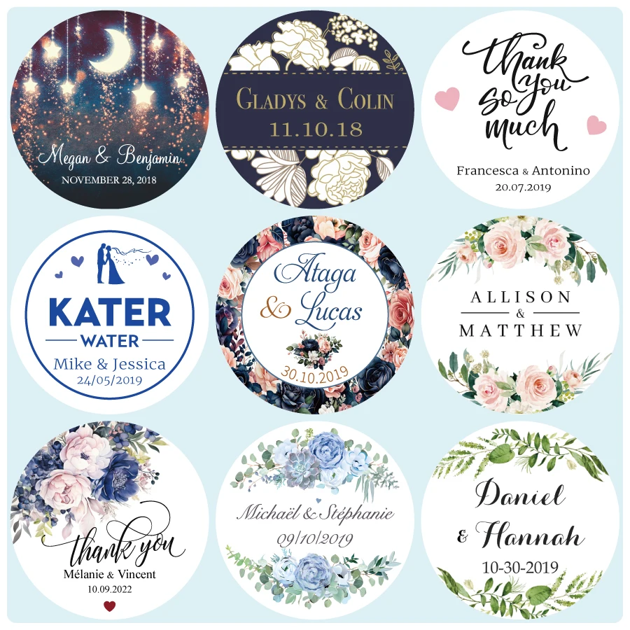 Фото Custom Wedding Stickers, Invitations Seals, Birthday, Baby Shower, Favors, Picture, Personalized Labels, 100 Pieces №1