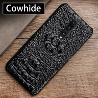 genuine leather phone case for oneplus 8 pro 7 pro 7t pro 6 6t 5 5t 3 3t case crocodile head texture back cover cowhide funda