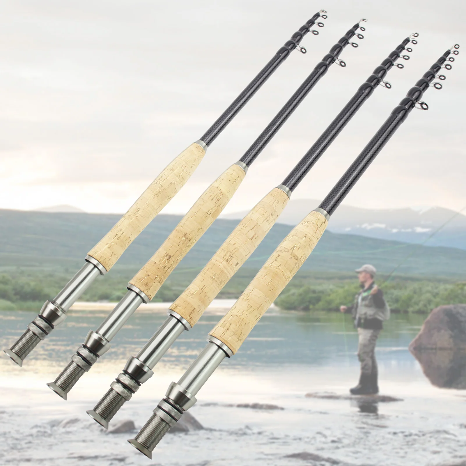 NEW 2.1M 2.4M 2.7M 3.0M Telescopic Fly Fishing Rod Portable Carbon Fast Action Trout Fly FISH Pole Goods for Fishing FISH TACKL
