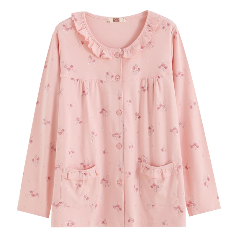 Женские хлопковые пижамы среднего и пожилого возраста. Весенне-осенние цельные