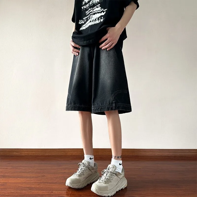 Джинсовые шорты в американском стиле мужские дизайнерские тонкие свободные