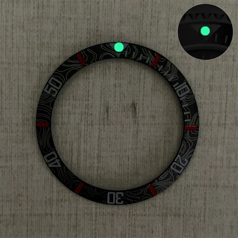 38 мм безель из углеродного волокна пескоструйный наклон керамический зеленый