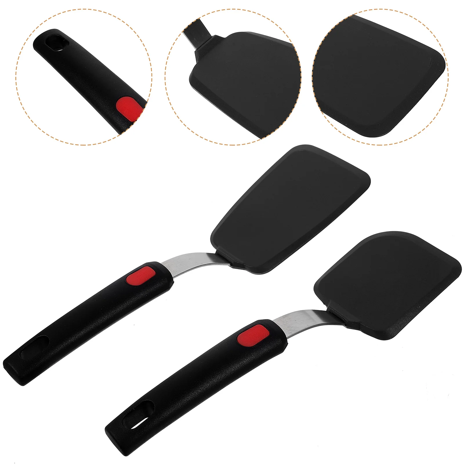 

2 Pcs Silicone Spatula Utensils Cooking Saute Pan Turner Wok Spatulas Kitchen Use Egg Pancake Flipper