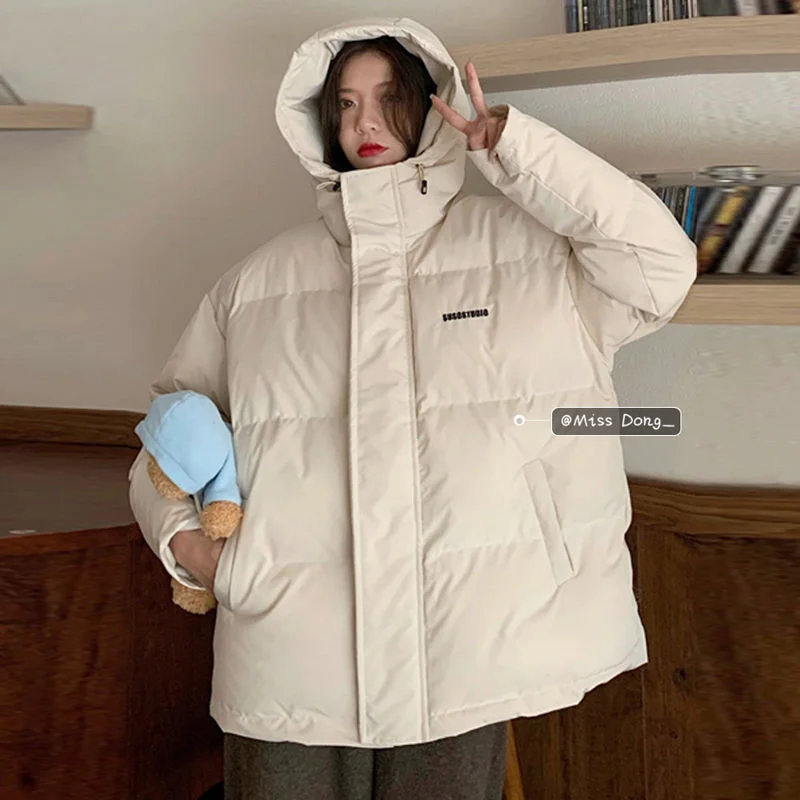 Fashion Bubble Bread Coats Winter Thicken Jackets 2021 New Korean Loose Solid Short Warm Streetwear Women Cotton Padded Overcoat