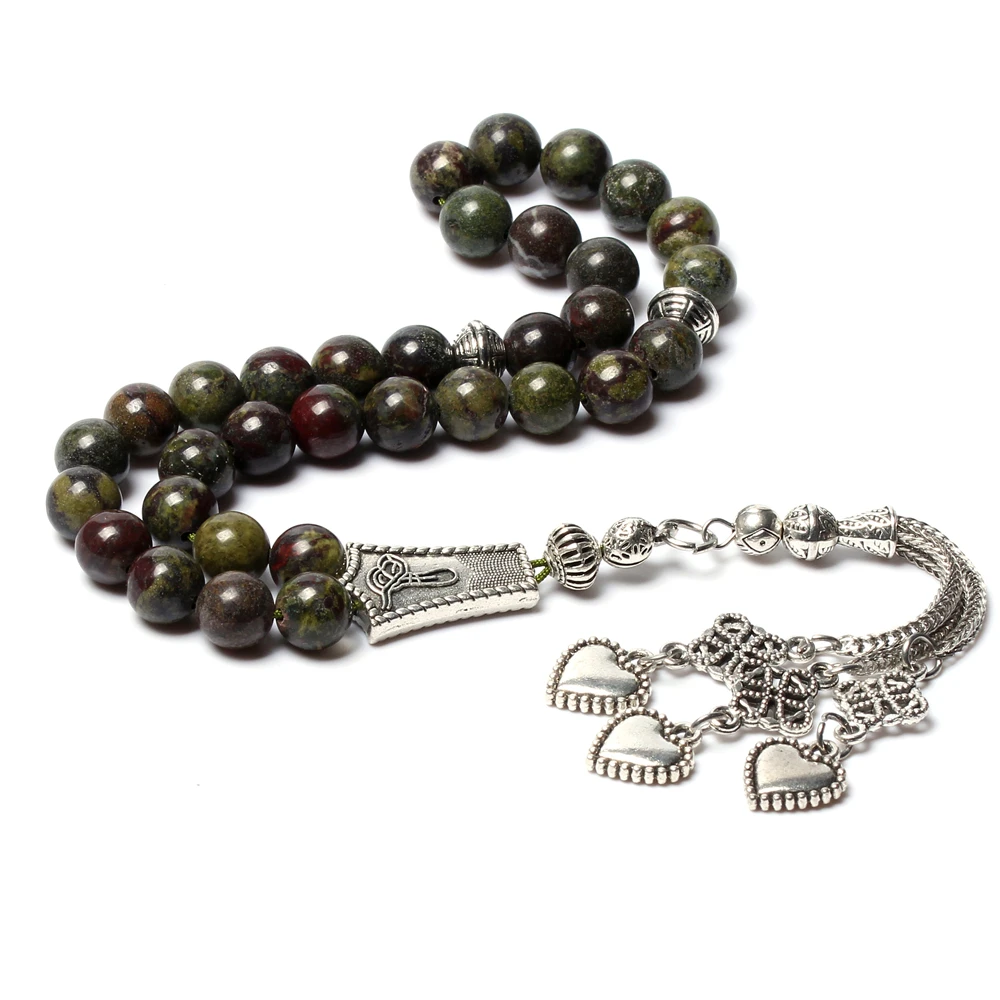 new beaded necklace dragon blood stone muslim rosary silver tassel tasbih